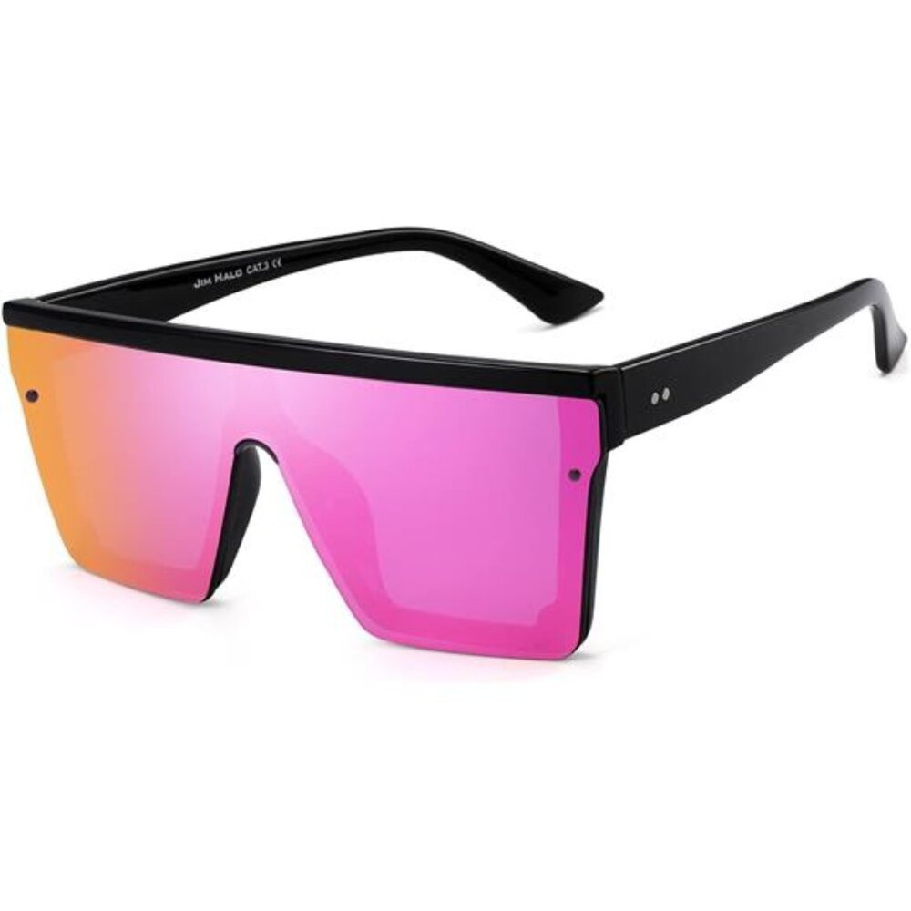 Flat Top Shield Sunglasses Square Mirror Rimless Glasses for Women Men